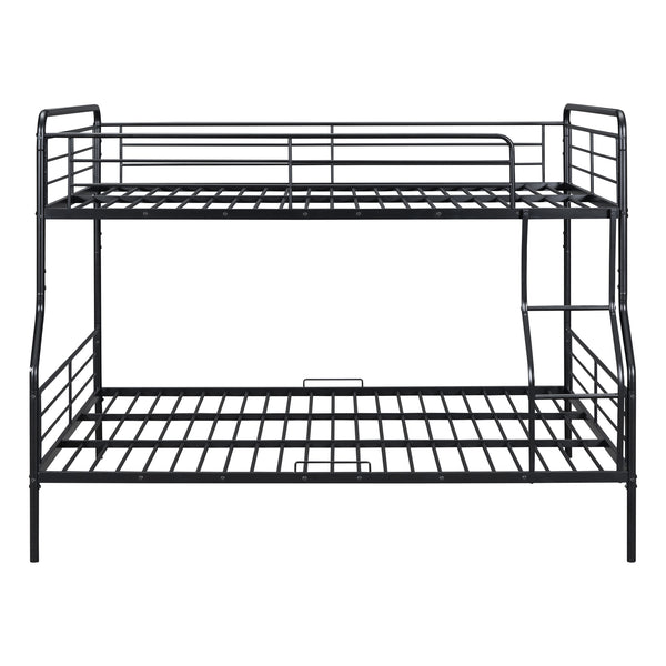 English Elm Full Full XL Over Queen Metal Bunk Bed with Chrome-Finish Iron Frame, Sturdy Space-Saving Design for Teens and Guests Black SF000025AAB