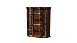 English Elm Traditional 5-Drawer Wood Chest in Dark Walnut Finish — Timeless Craftsmanship, Spacious Bedroom Storage 808857603425
