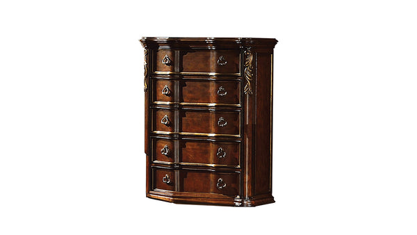 English Elm Traditional 5-Drawer Wood Chest in Dark Walnut Finish — Timeless Craftsmanship, Spacious Bedroom Storage 808857603425