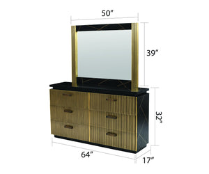 English Elm Modern 6-Drawer Dresser In Mango Wood With Elegant Brass Accents For Stylish Bedroom Storage Solutions B009128312