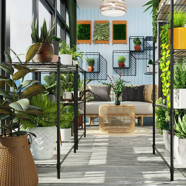 English Elm 5 Heavy-Duty Steel 5-Tier Shelving Unit for Home, Garage & Warehouse — Adjustable, Durable Storage Organizer Black W1550131995