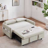 English Elm 55.1" Pull Out Sleep Sofa Bed Loveseats Sofa Couch With Adjsutable Backrest, Storage Pockets, 2 Soft Pillows, Usb Ports For Living Room, Bedroom, Apartment, Office, Beige (Old Sku Wf307821Aaa)