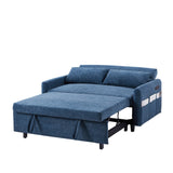 English Elm 55.1" Pull Out Sleep Sofa Bed Loveseats Sofa Couch With Adjsutable Backrest, Storage Pockets, 2 Soft Pillows, Usb Ports For Living Room, Bedroom, Apartment, Office, Blue (Old Sku Wf307821Aac)