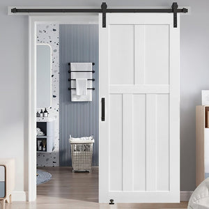 English Elm Crazy Elf Five Panel Primed Interior Door Slab Modern Farmhouse Ready to Paint W936104282