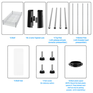English Elm 5 Heavy-Duty Steel 5-Tier Shelving Unit for Home, Garage & Warehouse — Adjustable, Durable Storage Organizer Chrome W1550131997