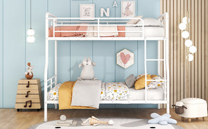 English Elm Full Full XL Over Queen Metal Bunk Bed with Chrome-Finish Iron Frame, Sturdy Space-Saving Design for Teens and Guests White SF000025AAK