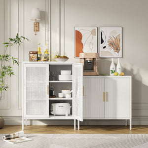 English Elm Metal Storage Cabinet with Lockable Doors and Adjustable Heavy-Duty Shelves for Garage Office School White W252113565