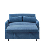 English Elm 55.1" Pull Out Sleep Sofa Bed Loveseats Sofa Couch With Adjsutable Backrest, Storage Pockets, 2 Soft Pillows, Usb Ports For Living Room, Bedroom, Apartment, Office, Blue (Old Sku Wf307821Aac)