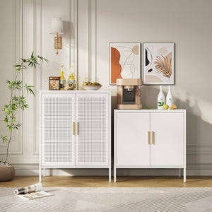 English Elm Metal Storage Cabinet with Lockable Doors and Adjustable Heavy-Duty Shelves for Garage Office School White W252113565