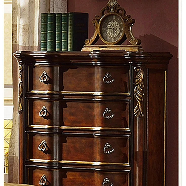 English Elm Traditional 5-Drawer Wood Chest in Dark Walnut Finish — Timeless Craftsmanship, Spacious Bedroom Storage 808857603425