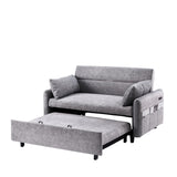 English Elm 55.1" Pull Out Sleep Sofa Bed Loveseats Sofa Couch With Adjsutable Backrest, Storage Pockets, 2 Soft Pillows, Usb Ports For Living Room, Bedroom, Apartment, Office,Grey (Old Sku Wf307821Aae)