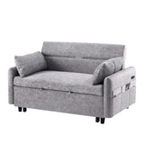 English Elm 55.1" Pull Out Sleep Sofa Bed Loveseats Sofa Couch With Adjsutable Backrest, Storage Pockets, 2 Soft Pillows, Usb Ports For Living Room, Bedroom, Apartment, Office,Grey (Old Sku:Wf315689Aae)