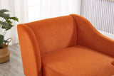 English Elm Modern Chaise Lounge Chair Velvet Upholstery (Orange)