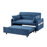 English Elm 55.1" Pull Out Sleep Sofa Bed Loveseats Sofa Couch With Adjsutable Backrest, Storage Pockets, 2 Soft Pillows, Usb Ports For Living Room, Bedroom, Apartment, Office, Blue (Old Sku Wf307821Aac)