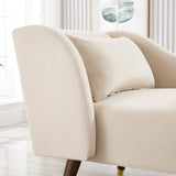 English Elm Modern Chaise Lounge Chair Velvet Upholstery (Beige)