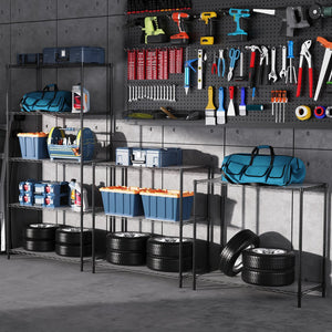 English Elm 5 Heavy-Duty Steel 5-Tier Shelving Unit for Home, Garage & Warehouse — Adjustable, Durable Storage Organizer Black W1550131995