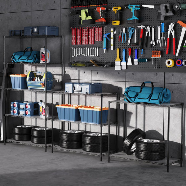 English Elm 5 Heavy-Duty Steel 5-Tier Shelving Unit for Home, Garage & Warehouse — Adjustable, Durable Storage Organizer Black W1550131995