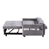 English Elm 55.1" Pull Out Sleep Sofa Bed Loveseats Sofa Couch With Adjsutable Backrest, Storage Pockets, 2 Soft Pillows, Usb Ports For Living Room, Bedroom, Apartment, Office,Grey (Old Sku Wf307821Aae)