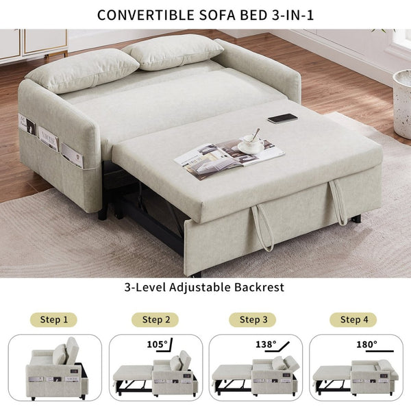 English Elm Sku Convertible Sleeper Sofa with Storage Drawer Ottoman Usb Ports Studio Ready N719P185195A