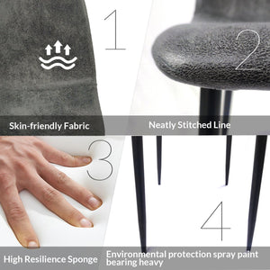 English Elm Dining Chairs Set Of 4 - Modern Glove Suede Upholstered Accent Chairs With Stylish Black Legs W2189131681