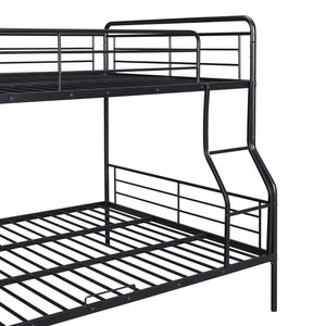 English Elm Full Full XL Over Queen Metal Bunk Bed with Chrome-Finish Iron Frame, Sturdy Space-Saving Design for Teens and Guests Black SF000025AAB