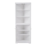 English Elm White Bathroom Storage Corner Cabinet With Adjustable Shelves and Doors, Multi-Functional Tall Storage Cabinet For Kitchen, Living Room Or Entryway, Mdf Board