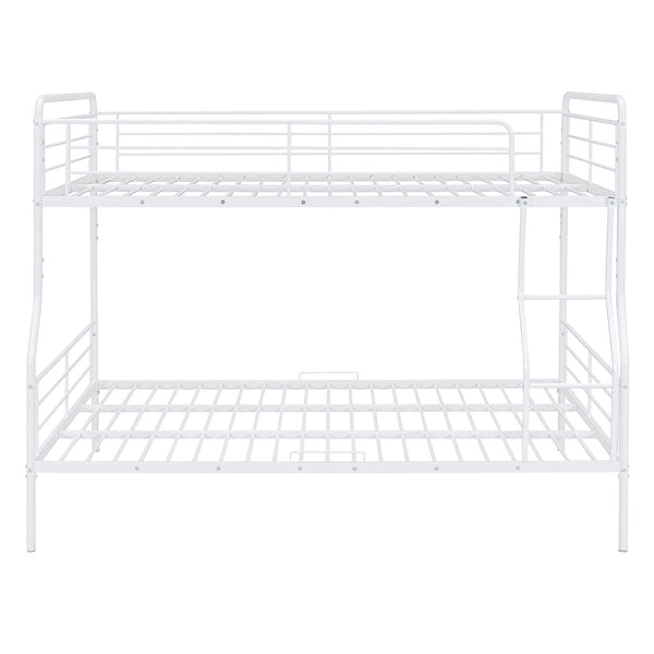 English Elm Full Full XL Over Queen Metal Bunk Bed with Chrome-Finish Iron Frame, Sturdy Space-Saving Design for Teens and Guests White SF000025AAK