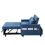 English Elm 55.1" Pull Out Sleep Sofa Bed Loveseats Sofa Couch With Adjsutable Backrest, Storage Pockets, 2 Soft Pillows, Usb Ports For Living Room, Bedroom, Apartment, Office, Blue (Old Sku Wf307821Aac)