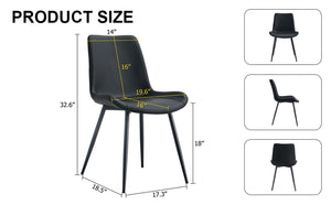 English Elm Black Pu Leather Dining Chairs Set of Six with Metal Legs Curved Cushioned Seats Black W1151126210