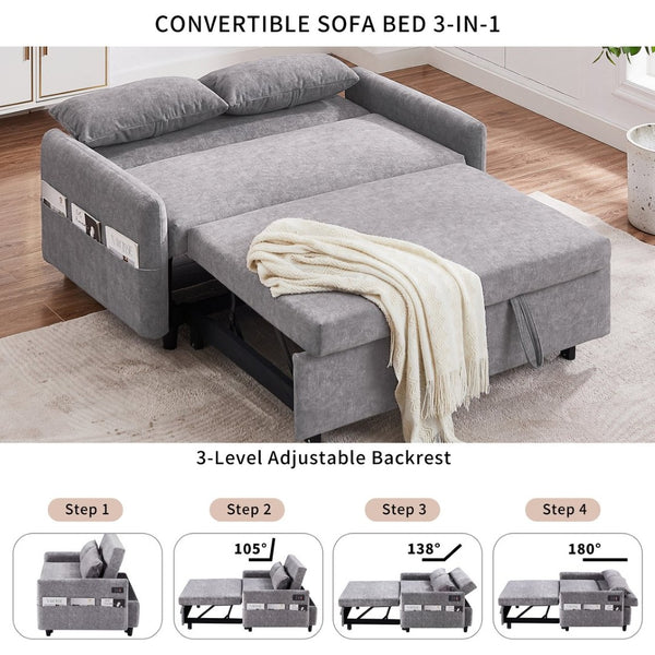 English Elm Sku Convertible Sleeper Sofa with Storage Drawer Ottoman Usb Ports Studio Ready N719P185195E