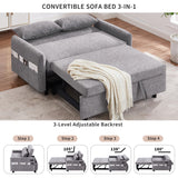 English Elm 55.1" Pull Out Sleep Sofa Bed Loveseats Sofa Couch With Adjsutable Backrest, Storage Pockets, 2 Soft Pillows, Usb Ports For Living Room, Bedroom, Apartment, Office,Grey (Old Sku:Wf315689Aae)