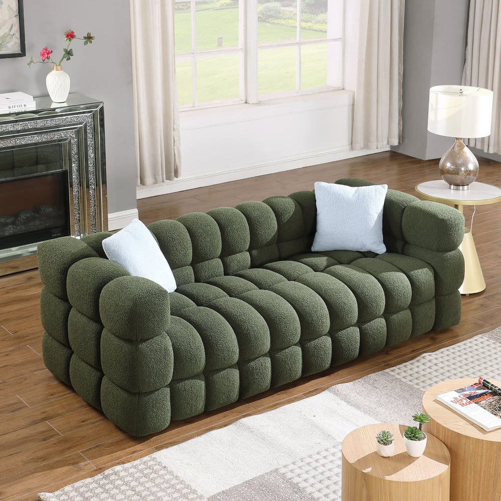 English Elm 102 Inch Linen Modular Sectional Sofa with Hidden Storage and Cloud Cushion Comfort W1099S00076