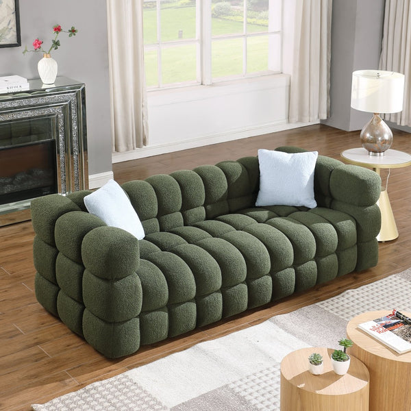 English Elm 102 Inch Linen Modular Sectional Sofa with Hidden Storage and Cloud Cushion Comfort W1099S00076