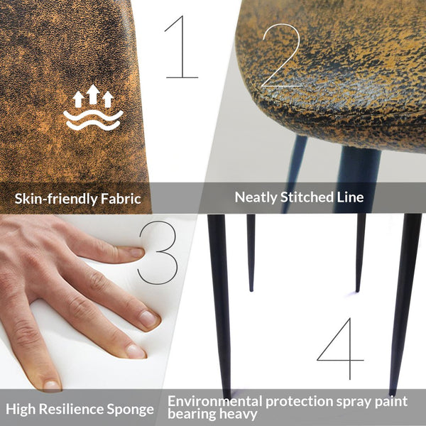 English Elm 55" Modern Mdf Wood Dining Table Set With 4 Ergonomic Suede Chairs - Mid-Century Style For Families W2189S00629