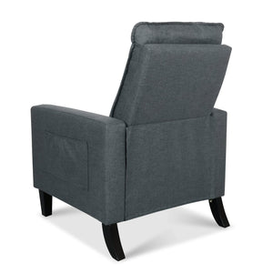 English Elm Recliner Chair with Phone Holder Cup Storage Push Back Fabric Seat for Living Room Grey W680131614