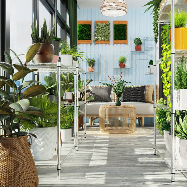 English Elm 5 Heavy-Duty Steel 5-Tier Shelving Unit for Home, Garage & Warehouse — Adjustable, Durable Storage Organizer Chrome W1550131997