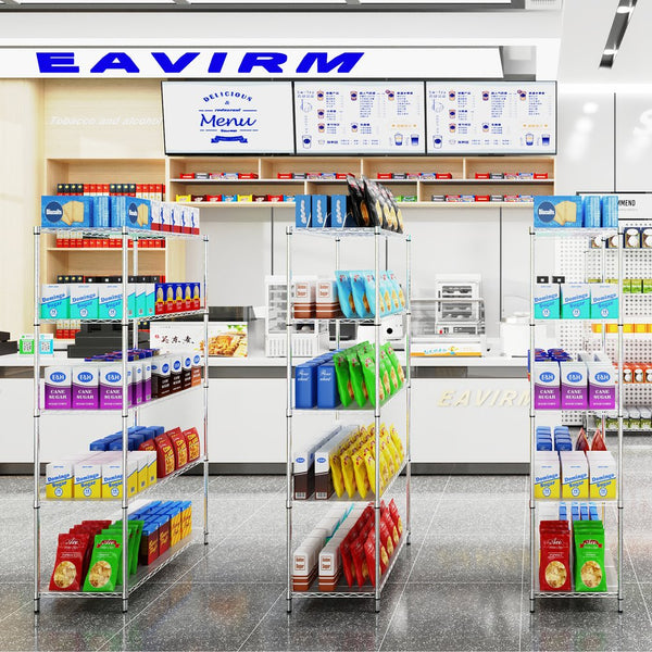 English Elm 5 Heavy-Duty Steel 5-Tier Shelving Unit for Home, Garage & Warehouse — Adjustable, Durable Storage Organizer Chrome W1550131997