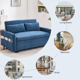 English Elm 55.1" Pull Out Sleep Sofa Bed Loveseats Sofa Couch With Adjsutable Backrest, Storage Pockets, 2 Soft Pillows, Usb Ports For Living Room, Bedroom, Apartment, Office, Blue (Old Sku: Wf315689Aac)