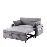 English Elm 55.1" Pull Out Sleep Sofa Bed Loveseats Sofa Couch With Adjsutable Backrest, Storage Pockets, 2 Soft Pillows, Usb Ports For Living Room, Bedroom, Apartment, Office,Grey (Old Sku Wf307821Aae)