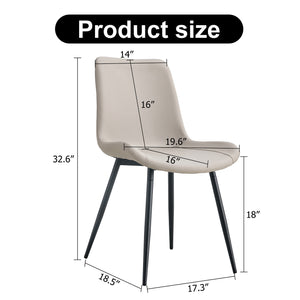 English Elm Light warm gray faux leather dining chair with widened curved cushion, black metal legs, stable cross base W1151P346457