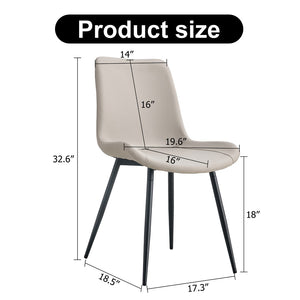 English Elm Black Pu Leather Dining Chairs Set of Six with Metal Legs Curved Cushioned Seats Light Gray W1151126209