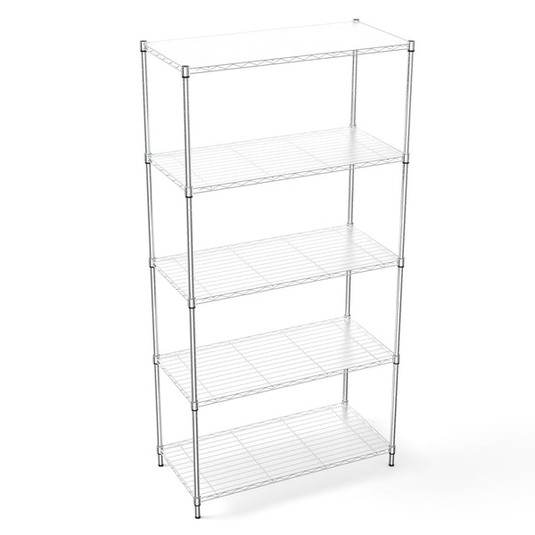 English Elm 5 Heavy-Duty Steel 5-Tier Shelving Unit for Home, Garage & Warehouse — Adjustable, Durable Storage Organizer Chrome W1550131997