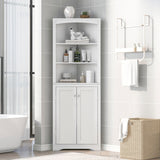 Adjustable Bathroom Corner Cabinet with Doors, White - Ample Storage, Easy Assembly