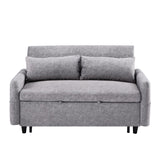 English Elm 55.1" Pull Out Sleep Sofa Bed Loveseats Sofa Couch With Adjsutable Backrest, Storage Pockets, 2 Soft Pillows, Usb Ports For Living Room, Bedroom, Apartment, Office,Grey (Old Sku Wf307821Aae)