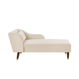 English Elm Modern Chaise Lounge Chair Velvet Upholstery (Beige)