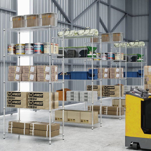 English Elm 5 Heavy-Duty Steel 5-Tier Shelving Unit for Home, Garage & Warehouse — Adjustable, Durable Storage Organizer Chrome W1550131997