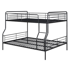 English Elm Full Full XL Over Queen Metal Bunk Bed with Chrome-Finish Iron Frame, Sturdy Space-Saving Design for Teens and Guests Black SF000025AAB
