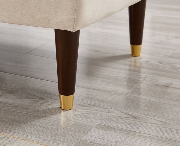 English Elm Modern Chaise Lounge Velvet Upholstery with Solid Wood Frame, Foam Cushion Comfort & Toss Pillow Accents Beige W1097124938