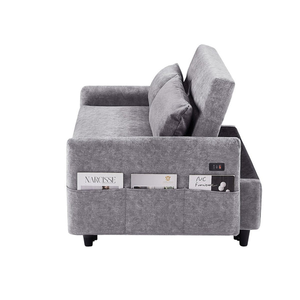 English Elm Sku Convertible Sleeper Sofa with Storage Drawer Ottoman Usb Ports Studio Ready N719P185195E