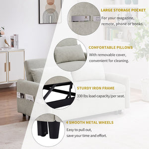 English Elm Sku Convertible Sleeper Sofa with Storage Drawer Ottoman Usb Ports Studio Ready N719P185195A